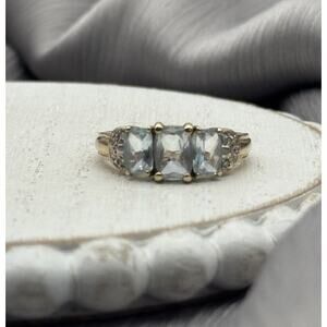 9k Yellow Gold Topaz & Diamond Ring SZ 8 / 3 Grams